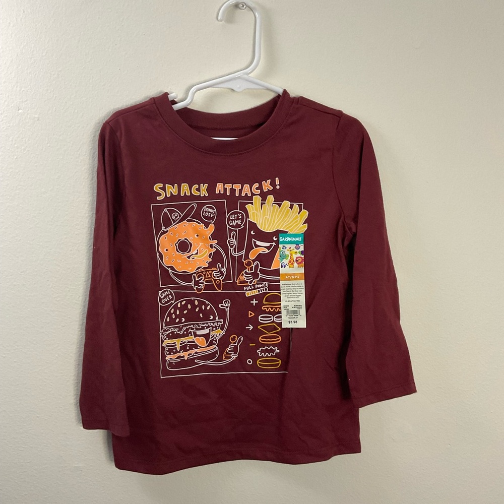Snack Attack Kids Long Sleeve Shirt Bundle of Two NEW Size 4t